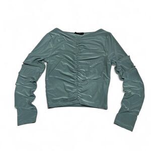 21 Saints Sage Green Ruched Long Sleeve Top